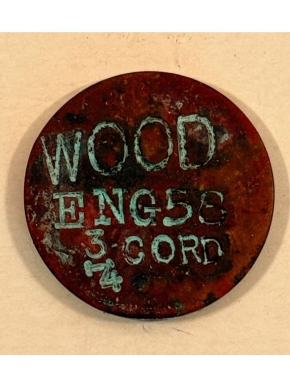 Vintage Antique T & P RR Wood Eng 58 3/4 Cord Railroad Token Coin